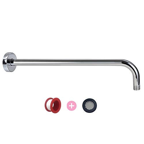 CANRAY Chrome Shower Extension Arm and Flange, 16 Inch Stainless Steel Extra Long Arm with Check Valve for Rain Shower Head, Universal Showering Components Straight Wall-Mounted - Image 1