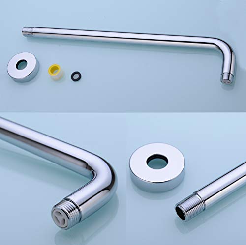 CANRAY Chrome Shower Extension Arm and Flange, 16 Inch Stainless Steel Extra Long Arm with Check Valve for Rain Shower Head, Universal Showering Components Straight Wall-Mounted - Image 2