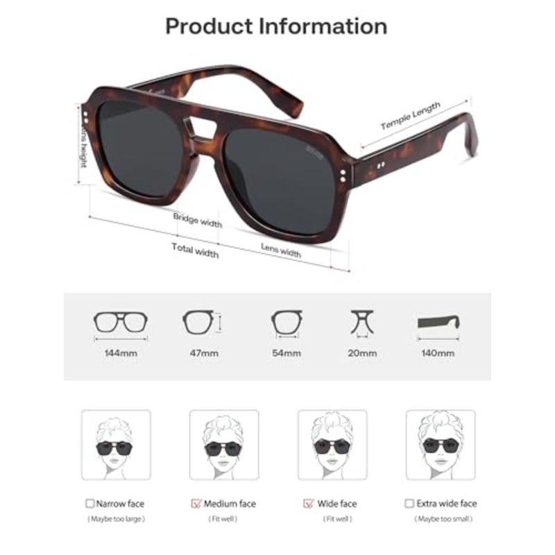 SOJOS Retro Thick Polarized Aviator Sunglasses for Women Men, Large Trendy Bold Square Pilot Shades SJ2385 - Image 4