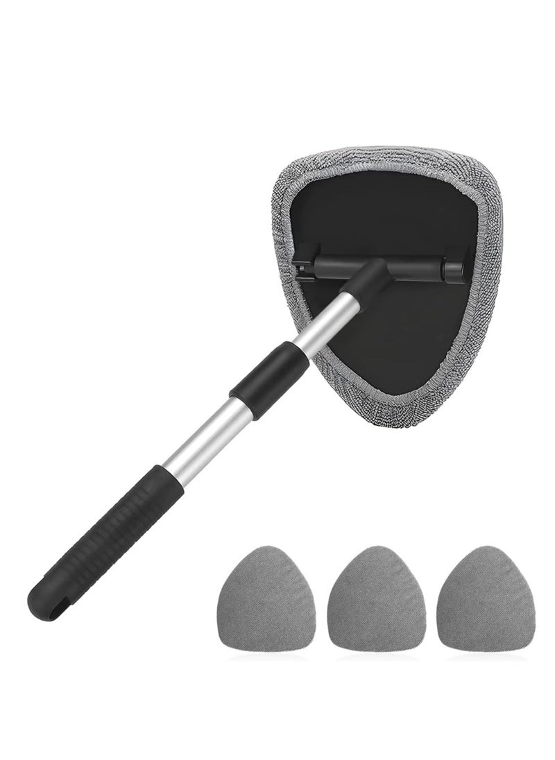 Oasisgalore Windshield Cleaning Brush Tool, Car Window Cleaner Glass Wiper with Long Handle and 4 Reusable Pads  - Image 1