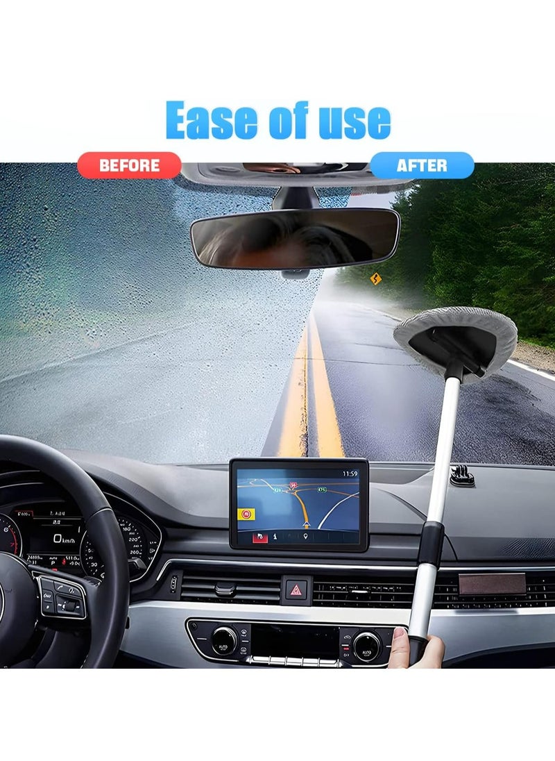 Oasisgalore Windshield Cleaning Brush Tool, Car Window Cleaner Glass Wiper with Long Handle and 4 Reusable Pads  - Image 4