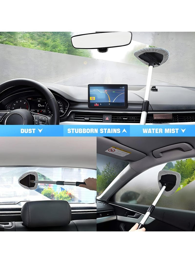 Oasisgalore Windshield Cleaning Brush Tool, Car Window Cleaner Glass Wiper with Long Handle and 4 Reusable Pads  - Image 5