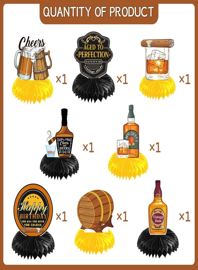 Refavor Aged to Perfection Birthday Decorations - 8PCS Beer Party Decorations Whiskey Honeycomb Centerpiece Table Decoration 40th 50th 60th Birthday Decorations for Men Vintage Birthday Party Decor - Image 2