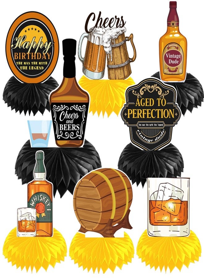 Refavor Aged to Perfection Birthday Decorations - 8PCS Beer Party Decorations Whiskey Honeycomb Centerpiece Table Decoration 40th 50th 60th Birthday Decorations for Men Vintage Birthday Party Decor - Image 1