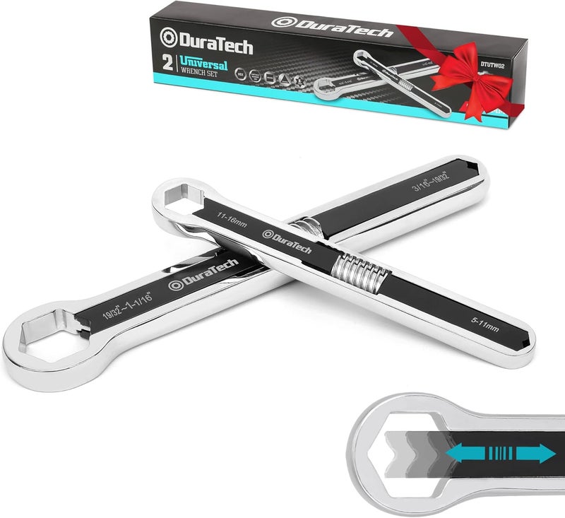 DURATECH Universal Wrench Set, Adjustable Wrench Set, SAE & Metric, 8-inch&10-inch, 44 sizes in 2 Piece, Drop Forged, ANSI standard - Image 1