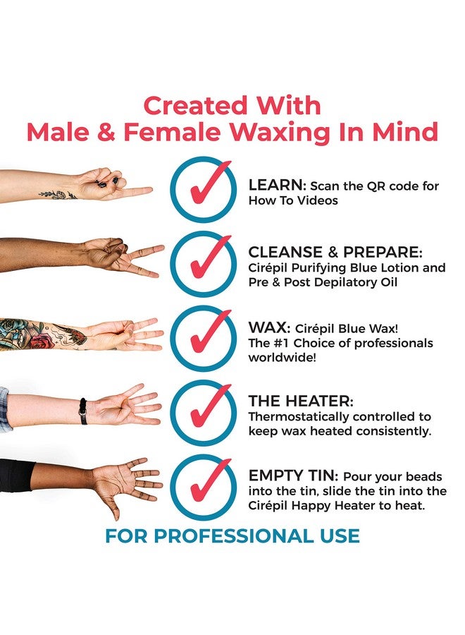 cirepil - Waxing Kit - At Home Introduction Kit - Heater, Blue Wax Beads, Pre & Post Products & An Empty Tin - The Best Temperature For Your Cirepil Wax - Image 4