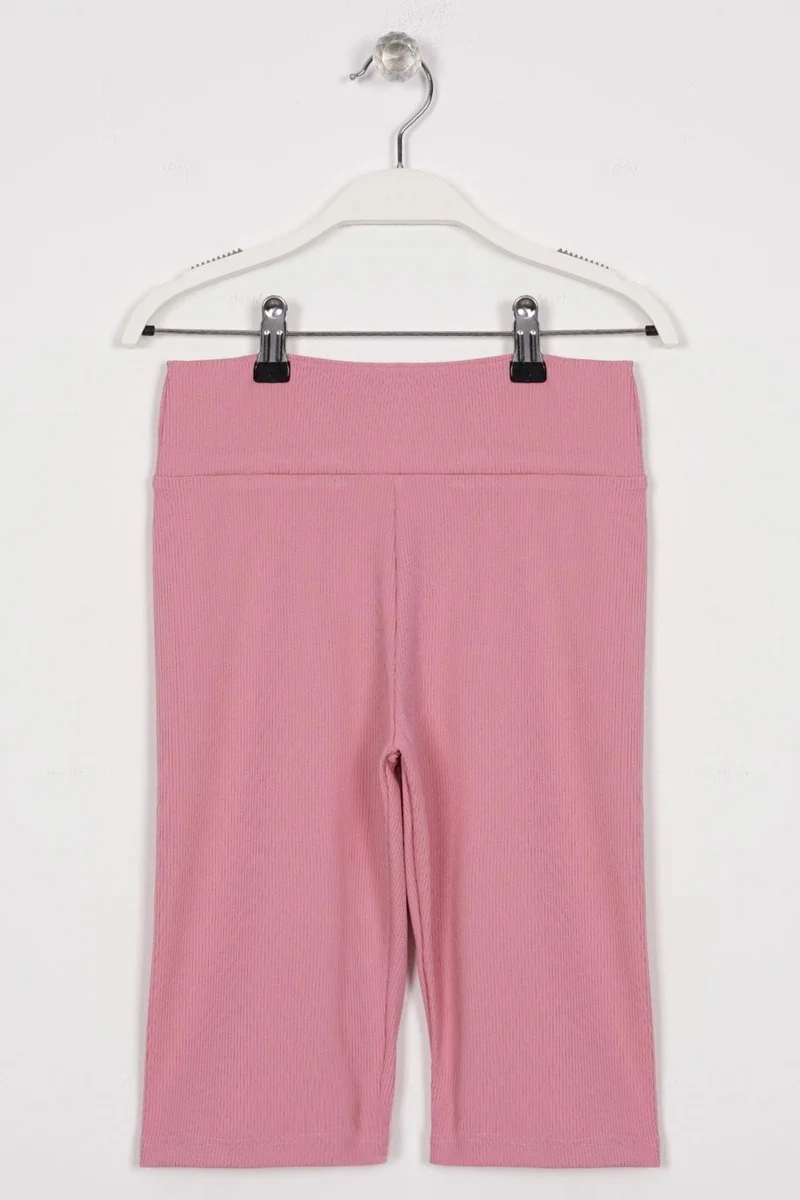 Zepkids Pink Colored Ribbed Girls Tights