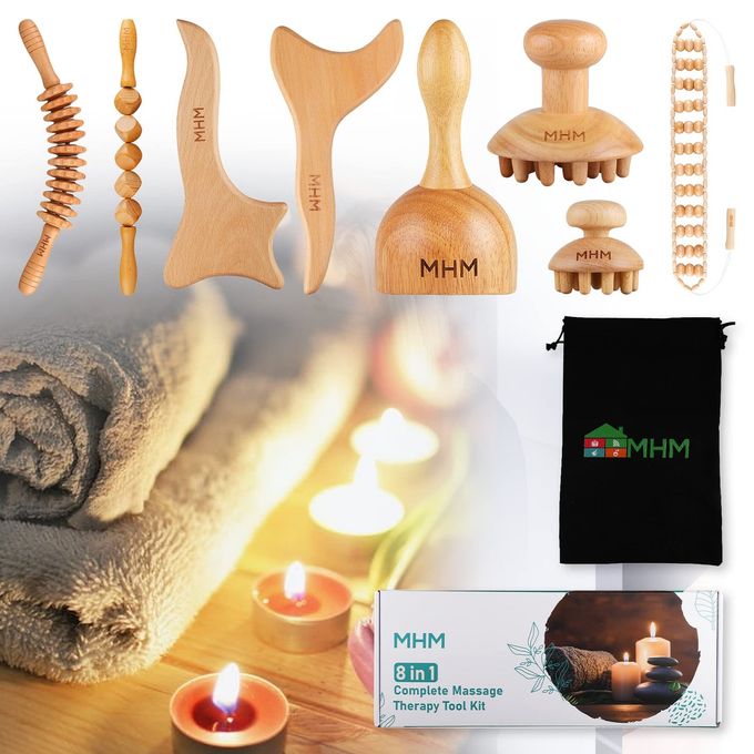 MHM in1 Wood Therapy Massage Tools Set for Body Sculpting and Lymphatic Drainage Maderoterapia Colombiana Kit to Reduce Cellulite and More Durable and Comfortable - Image 2