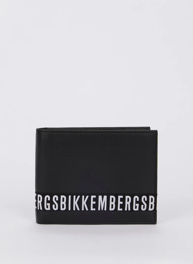 بيكيم برجس Crinkle Black Logo Leather Wallet (Billfold 7 C/C with Coin Pocket )