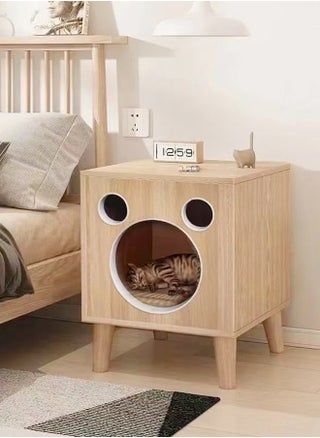Multifunction Design Spacious Nightstand Bedside Table with Small Cat Enclosures Sturdy Wood Built Cat Nest with Cushion for Pet Cat 40x40x40 cm - pzsku/Z16A8C860F4FBBF6F4B36Z/45/1747845335/6d1d13f2-3c7c-4cc7-8f82-a7355d684d8c
