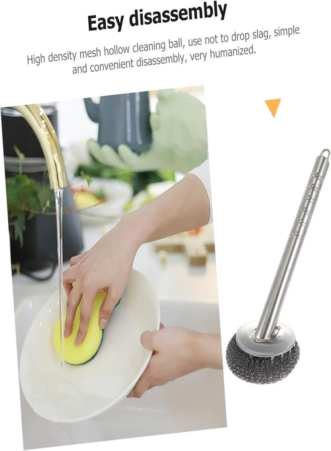 SANTALON 1 Piece Steel Ball Brush Dish Cleaner | Durable Wire Brush Wrapped Scouring Pad for Wok & Dish Cleaning | Metal Scouring Pad for Stubborn Stains | Dishwasher-Safe | Easy Grip Cup - Image 4