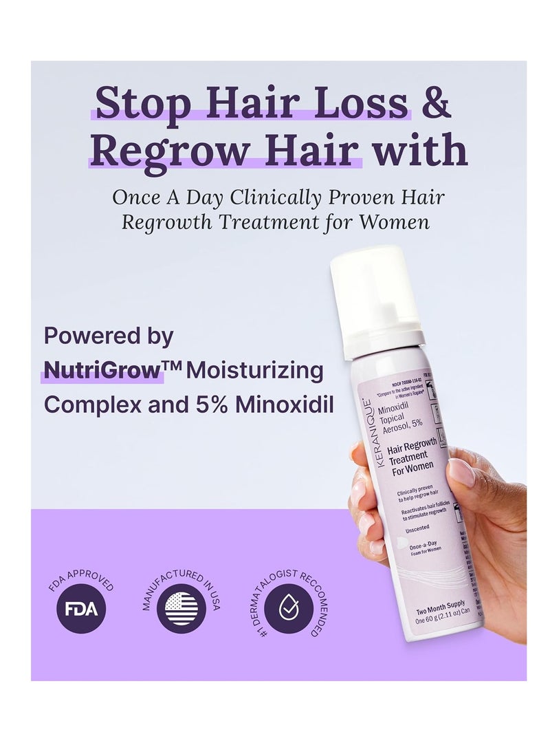 Keranique Keranique Women's 5% Topical Minoxidil Foam – Hair Regrowth Scalp Treatment with Powerful NutriGrow blend - Supports Thicker, Fuller, Healthier Hair & Scalp 2 pack  - Image 4