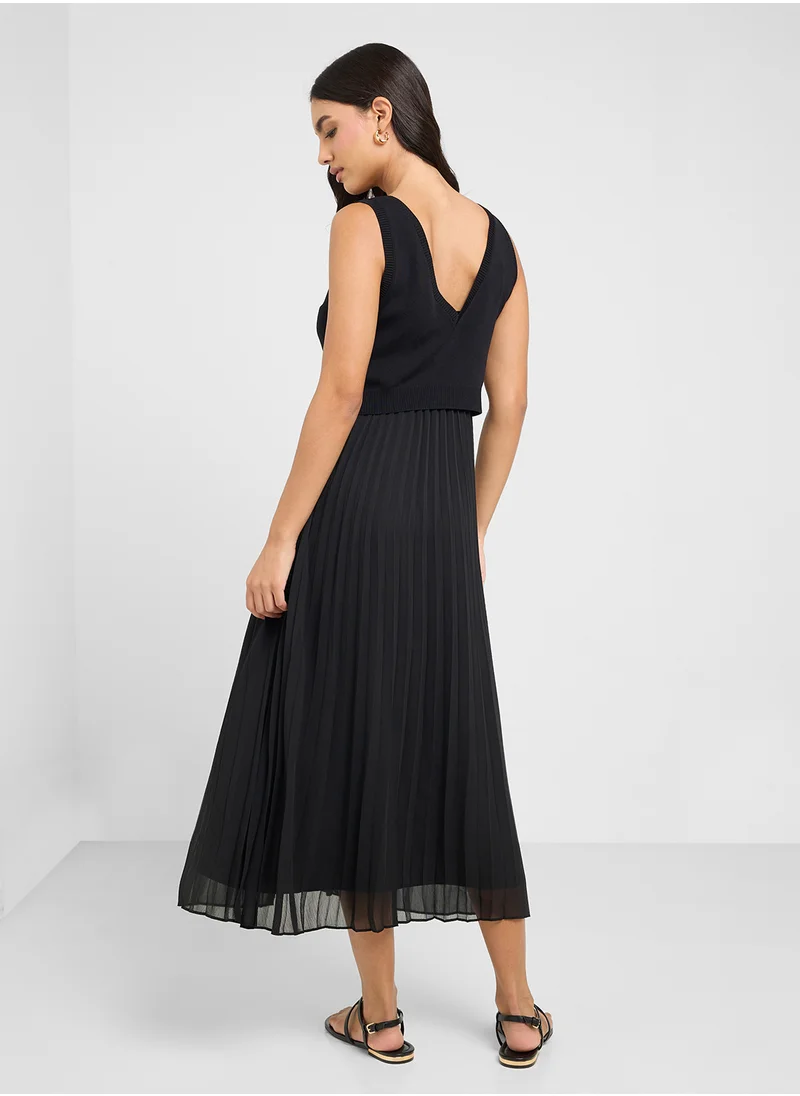 تيد بيكر Larnahh 1 Pleated Cami Dress With Knitted Tank