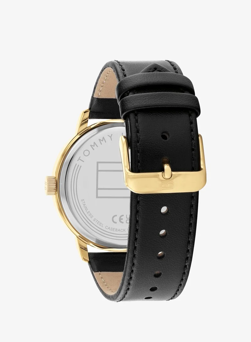 Tommy Hilfiger  3-Hand Mens Quartz Movement Watch With Black Leather Strap - 1710509 for Men | Best Price UAE