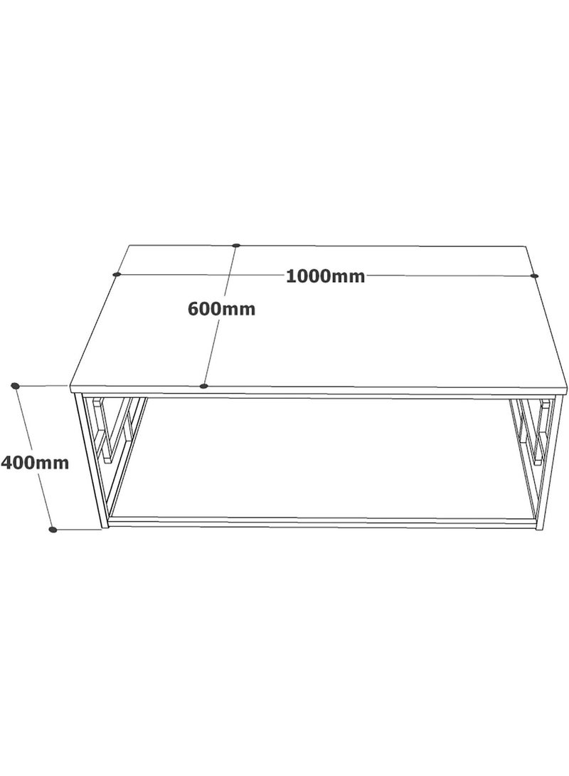 Coffee Table, Medium Rectangular Brown Engineered Wood Table with Metal Frame, Industrial Modern Design, Easy Assembly for Living Room & Home Office - Image 3