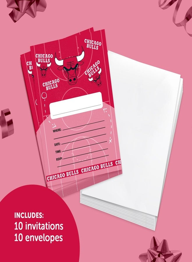 ديزرت كاكتوس دعوات عيد ميلاد مرخصة رسمياً من NBA بتصميم صبار الصحراء لفريق شيكاغو بولز، 10 بطاقات مع أظرف، مناسبة لحفلات الأولاد والبنات والأطفال (النمط أ) - Image 2
