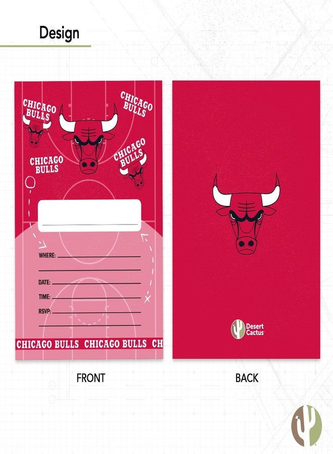 ديزرت كاكتوس دعوات عيد ميلاد مرخصة رسمياً من NBA بتصميم صبار الصحراء لفريق شيكاغو بولز، 10 بطاقات مع أظرف، مناسبة لحفلات الأولاد والبنات والأطفال (النمط أ) - Image 4