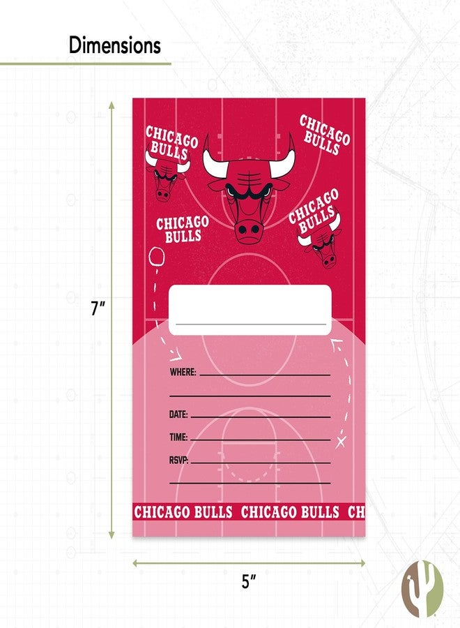 ديزرت كاكتوس دعوات عيد ميلاد مرخصة رسمياً من NBA بتصميم صبار الصحراء لفريق شيكاغو بولز، 10 بطاقات مع أظرف، مناسبة لحفلات الأولاد والبنات والأطفال (النمط أ) - Image 3