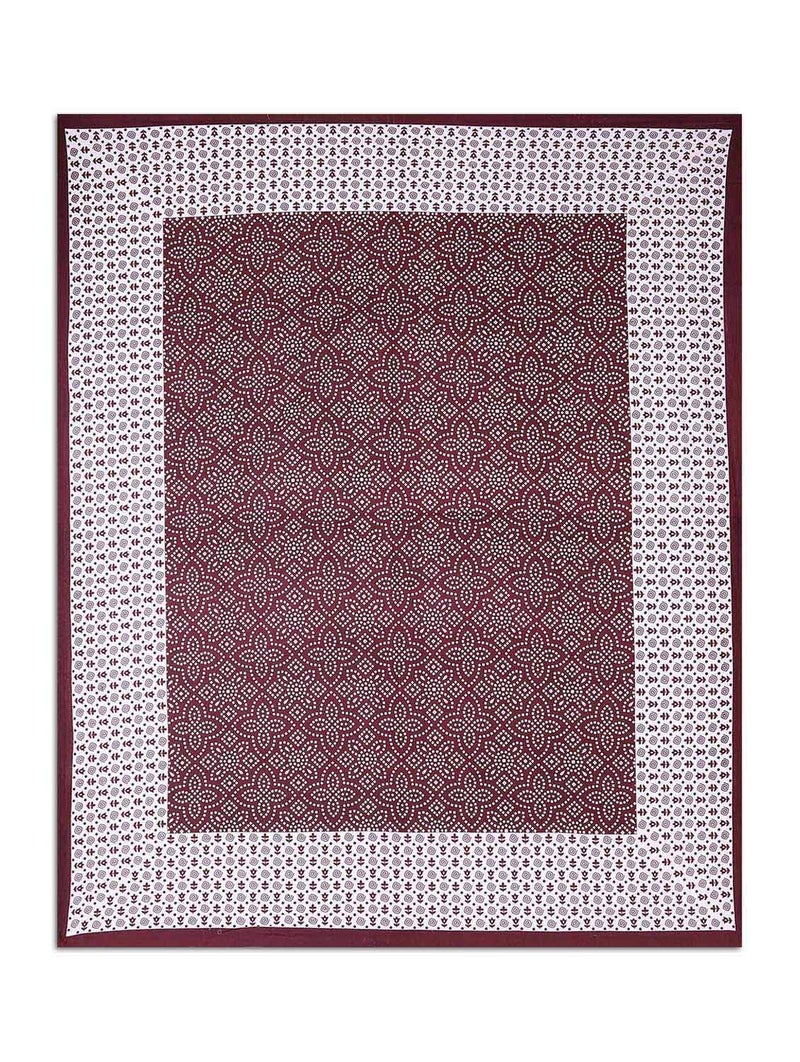 Doraya Queen Size Double Bed Sheet with Pillow Covers Pure Cotton Jaipuri Chunari Printed Bedcover Mahroon - Image 5