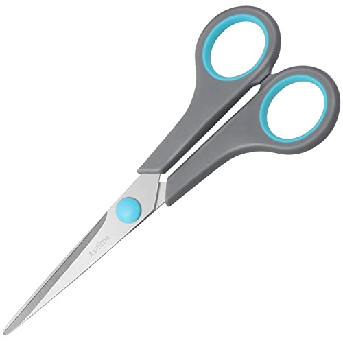 Asdirne 6.4" Scissors, Stainless Steel Blades, Soft Grip Handle, Suitable for Households,Offices and Schools, All Purpose, Blue/Grey - Image 1
