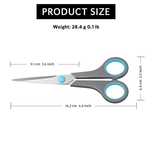 Asdirne 6.4" Scissors, Stainless Steel Blades, Soft Grip Handle, Suitable for Households,Offices and Schools, All Purpose, Blue/Grey - Image 5