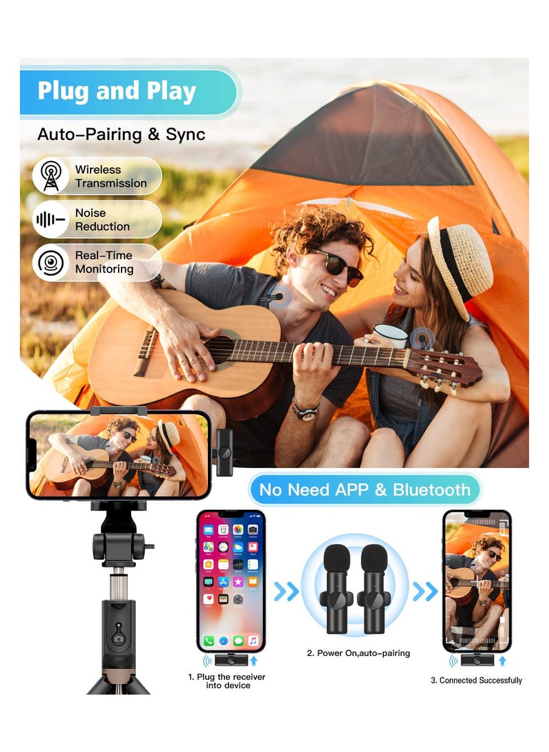 Generic K9 Wireless Dual Microphone , Digital Mini Portable Recording Clip Mic with Receiver for All Type-C Mobile Phones and converter Lightning - Black  - Image 4