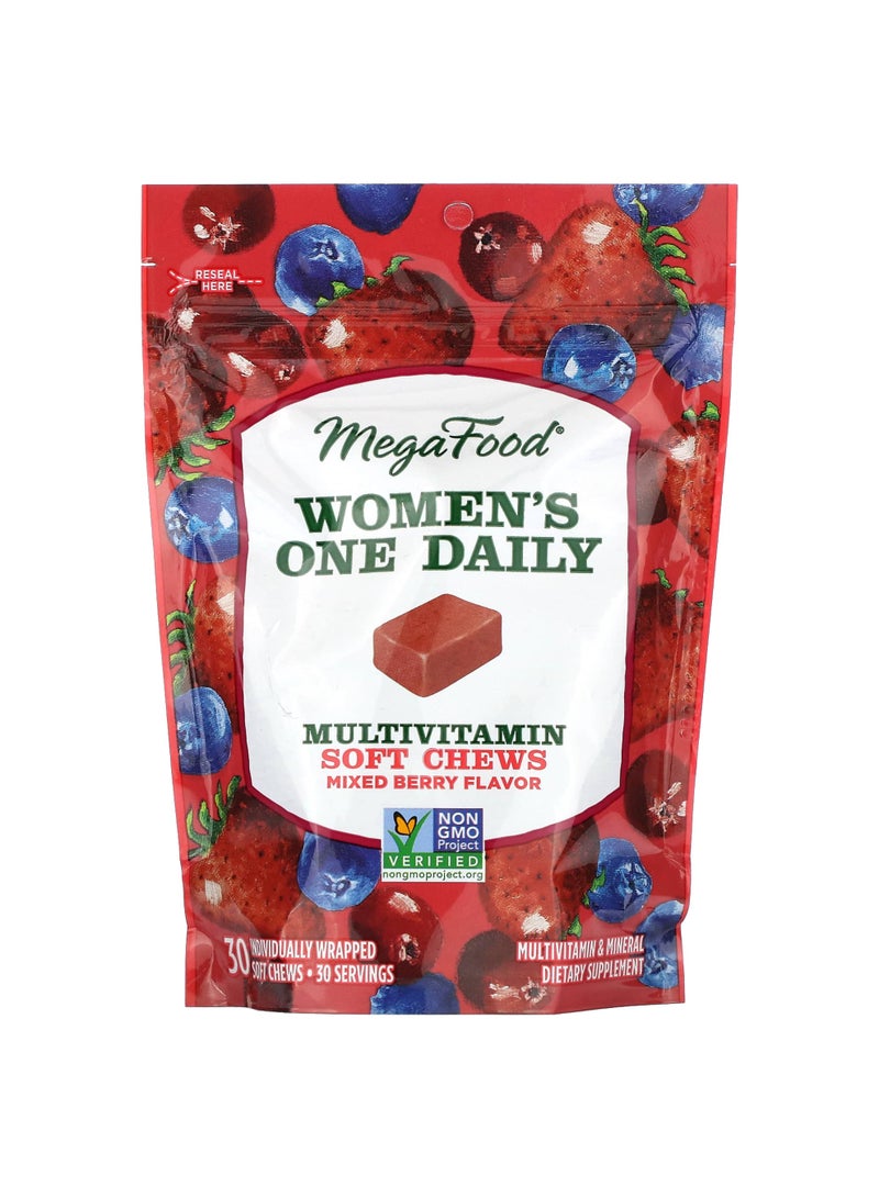 MegaFood Women's One Daily Multivitamin, Mixed Berry, 30 Individually Wrapped Soft Chews