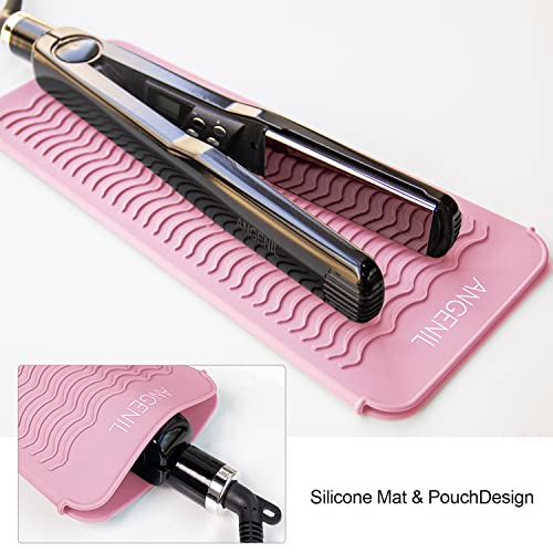 ANGENIL Heat Resistant Silicone Flat Iron Mat Pouch, For Travel Dual Voltage Curling Iron Wand, Hair Straightener, Automatic Wireless Curlers, Crimper Hair Iron, Styling Tools, Curling Brush For Women - Image 2