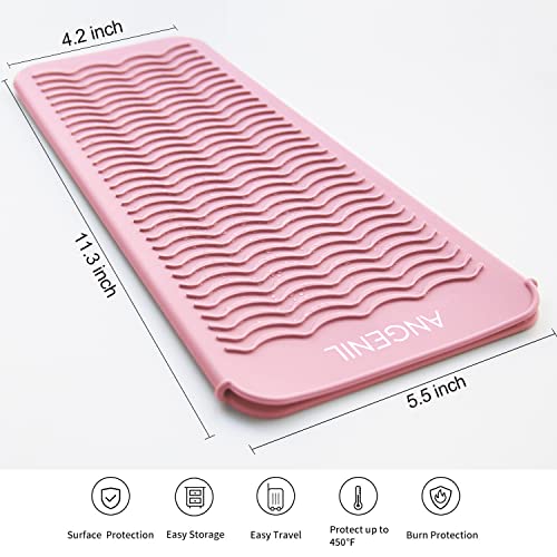 ANGENIL Heat Resistant Silicone Flat Iron Mat Pouch, For Travel Dual Voltage Curling Iron Wand, Hair Straightener, Automatic Wireless Curlers, Crimper Hair Iron, Styling Tools, Curling Brush For Women - Image 3
