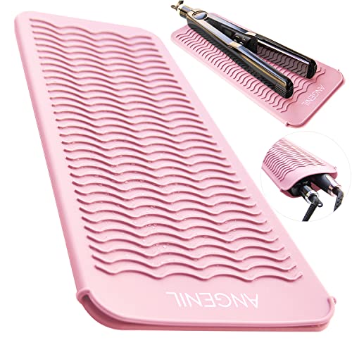 ANGENIL Heat Resistant Silicone Flat Iron Mat Pouch, For Travel Dual Voltage Curling Iron Wand, Hair Straightener, Automatic Wireless Curlers, Crimper Hair Iron, Styling Tools, Curling Brush For Women - Image 1