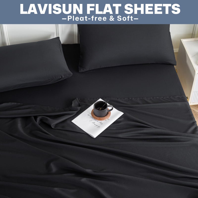 Lavisun Twin Flat Sheets 6 Pack Black Bruted Serofiber Sed Sheets Soft and Breatable Leats for Massage Table Home Airbnb & Dorm Bed Sheet and Dorm Stain - Image 4