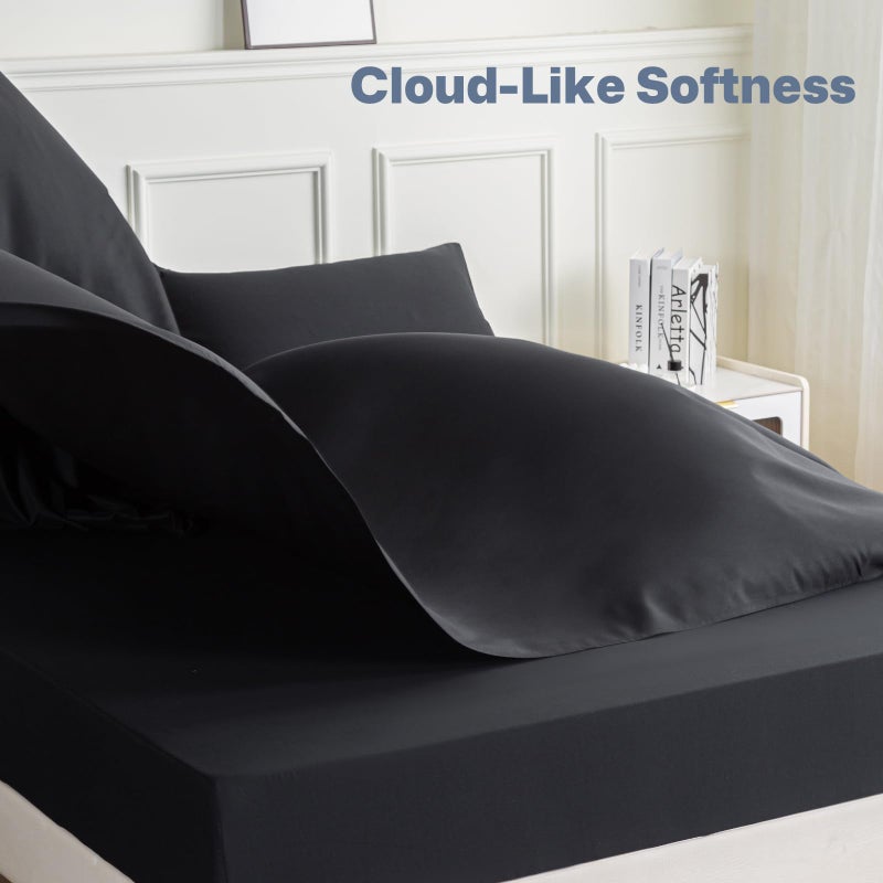 Lavisun Twin Flat Sheets 6 Pack Black Bruted Serofiber Sed Sheets Soft and Breatable Leats for Massage Table Home Airbnb & Dorm Bed Sheet and Dorm Stain - Image 5