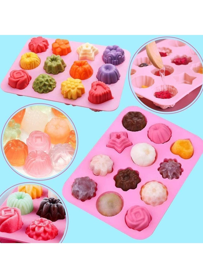 12-Cavity Silicone Flower Cake Molds Jelly Candy Making Molds Handmade DIY Chocolate Mold