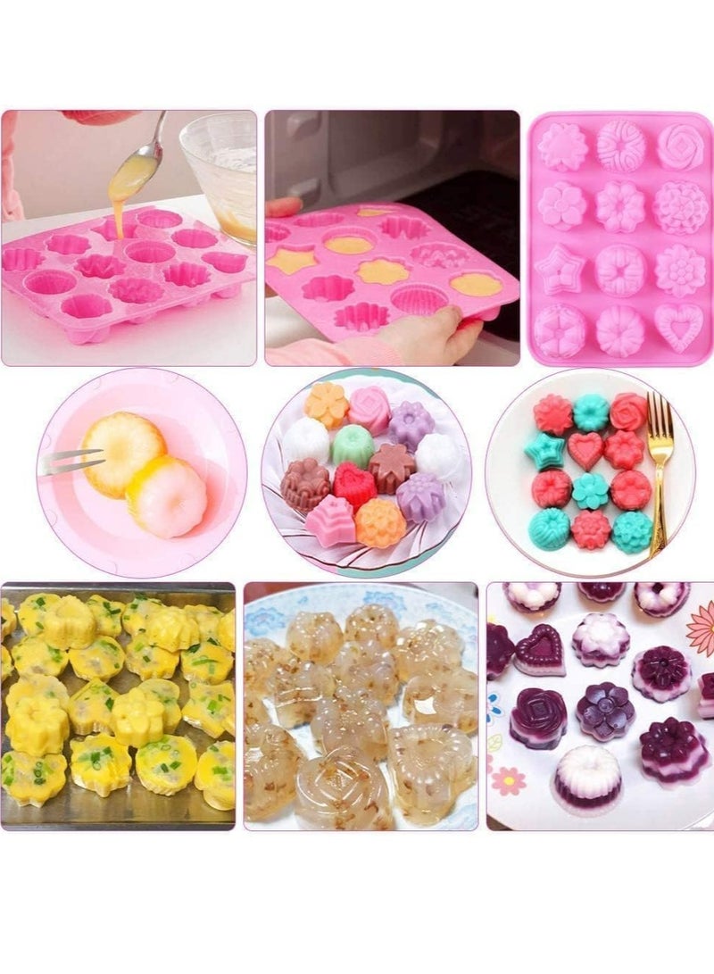 12-Cavity Silicone Flower Cake Molds Jelly Candy Making Molds Handmade DIY Chocolate Mold
