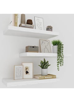 Arabest 3-Piece Qiangtie Floating Shelve Set White Small Shelf(30x12x1.6).Medium Shelf(40x12x1.6).Big Shelf(50x12x1.6)centimeter  - Image 1