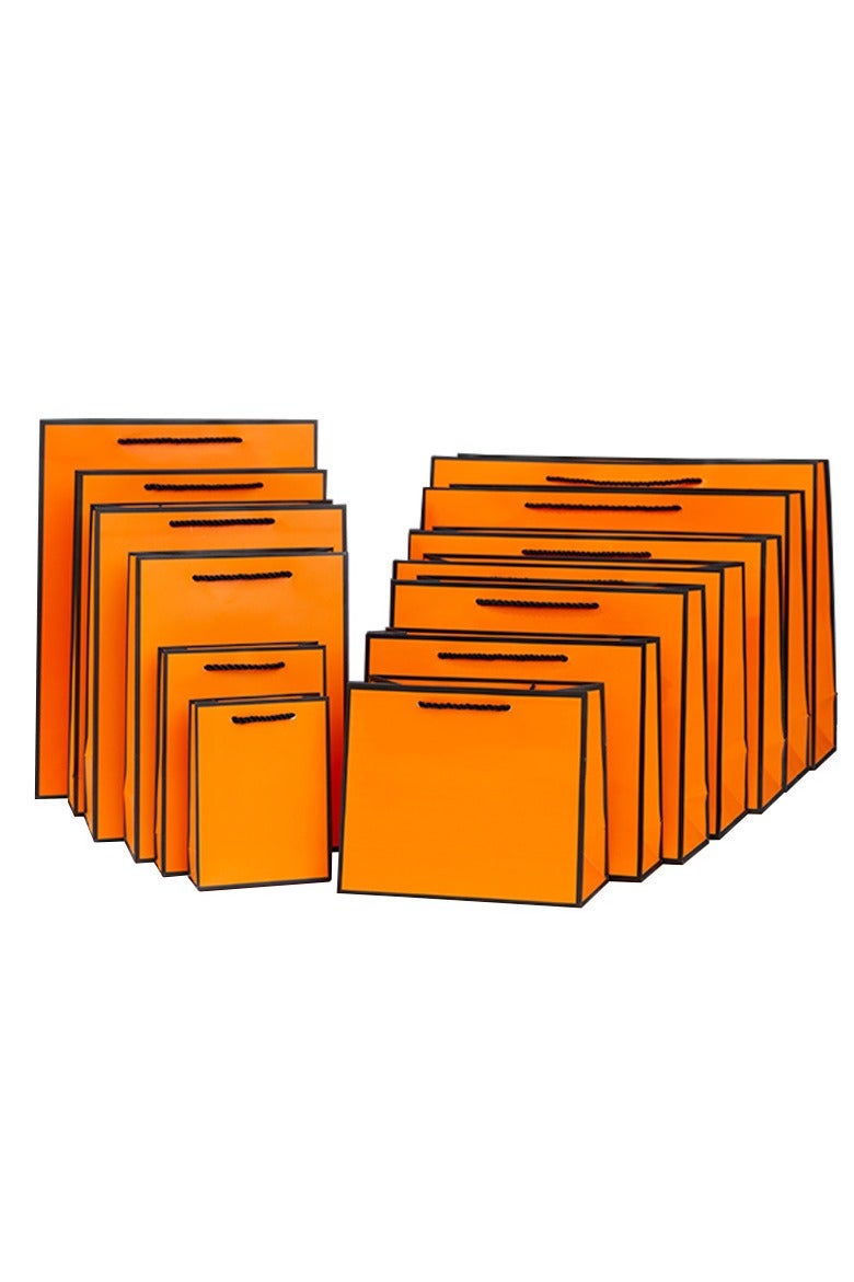 PEI  AN Orange Gift Paper Bags with Handle - Premium Matte Finish, Waterproof, Customizable for Shopping, Apparel, and  Gifting (16Pieces) - Image 1