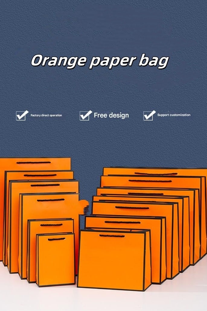 PEI  AN Orange Gift Paper Bags with Handle - Premium Matte Finish, Waterproof, Customizable for Shopping, Apparel, and  Gifting (16Pieces) - Image 5