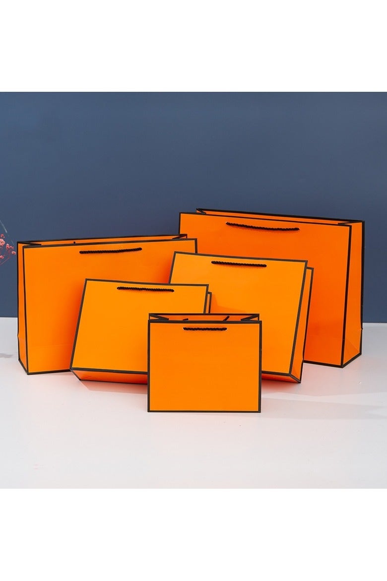 PEI  AN Orange Gift Paper Bags with Handle - Premium Matte Finish, Waterproof, Customizable for Shopping, Apparel, and  Gifting (16Pieces) - Image 4