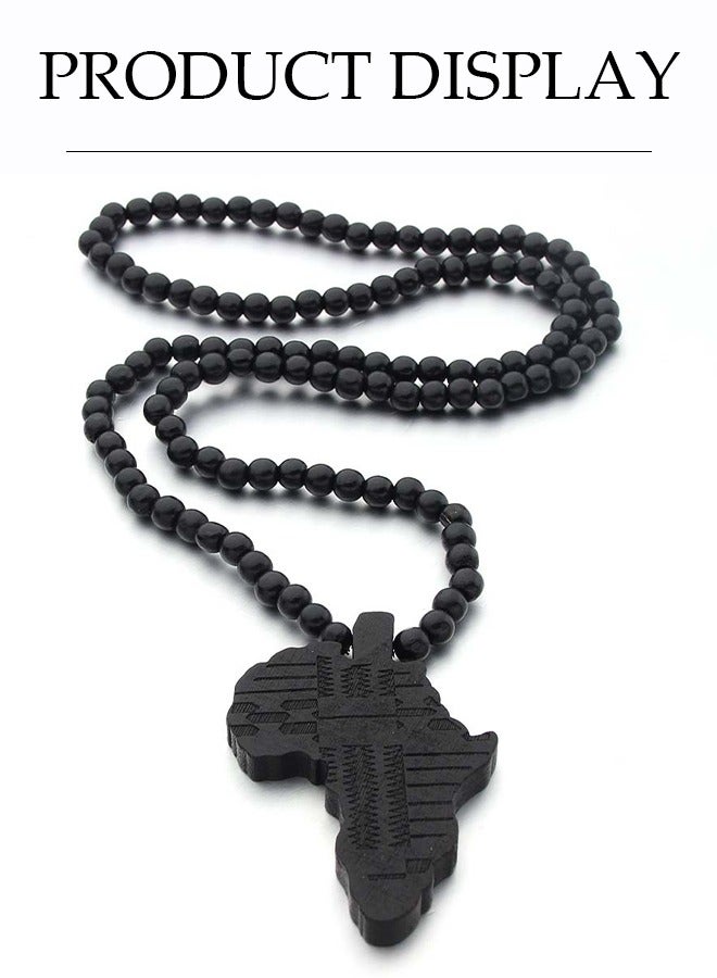 Loquat Natural Wooden Pendant Bead Engrave map Hip Hop Trendy Jewelry  - Image 3
