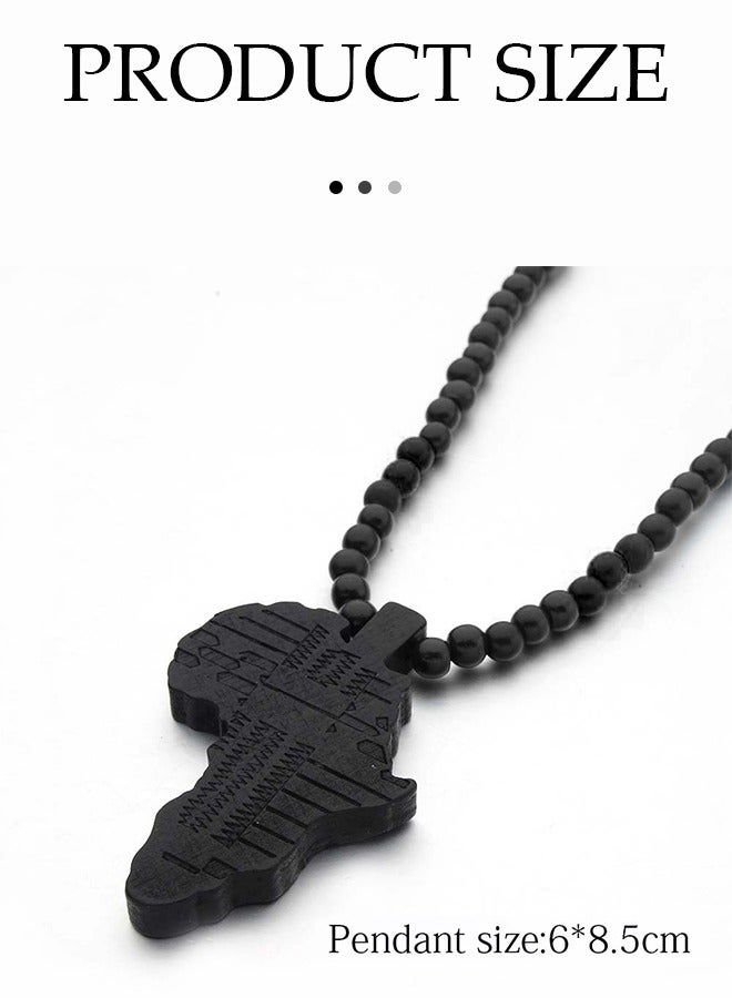 Loquat Natural Wooden Pendant Bead Engrave map Hip Hop Trendy Jewelry  - Image 4