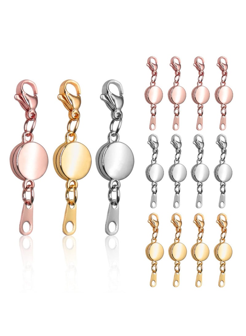 KASTWAVE 15 Pcs Locking Magnetic Jewelry Clasp for Women, Round Alloy Necklace Clasp Closures Bracelet Extender Ornaments Clip Converter for Jewelry DIY Making Trinkets Crafts - Image 1