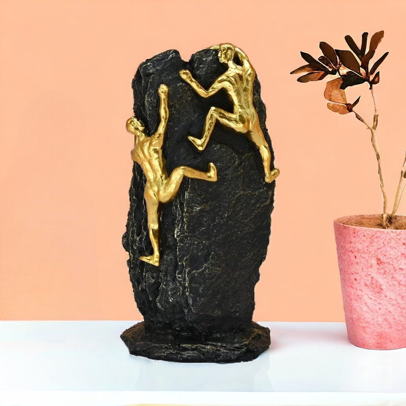 ascension Mountain Climbers Showpiece for Home Decor 2 Men Climbing on Rock Mountaineers Sculpture for Home Office Living Room Decoration Climbers Statues and Figurines - Image 1