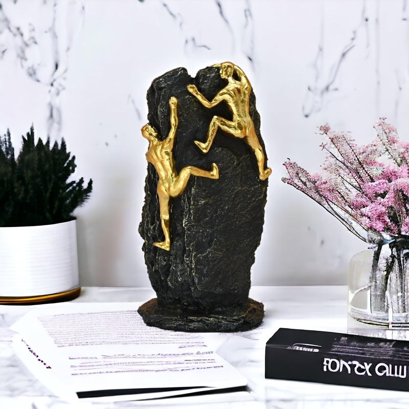 ascension Mountain Climbers Showpiece for Home Decor 2 Men Climbing on Rock Mountaineers Sculpture for Home Office Living Room Decoration Climbers Statues and Figurines - Image 2