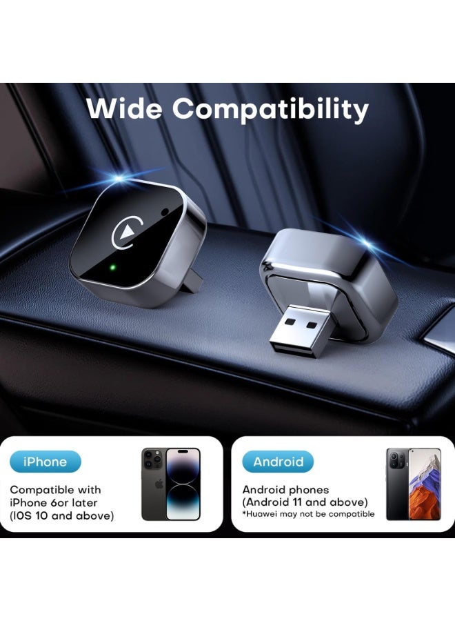 توبيز محول توبي اللاسلكي 2 في 1 - محول لاسلكي للسيارة لـ CarPlay و Android، دونجل CarPlay سهل التوصيل والتشغيل، يحول الاتصال السلكي إلى لاسلكي، صغير الحجم وسريع التوصيل التلقائي (أسود) - Image 4