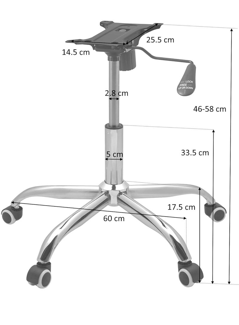 Generic Renovation Chair Set - Star Base, Wheels, Gas Lift Piston with 10 Inch Operating Mechanism, Steel, Black - Image 2