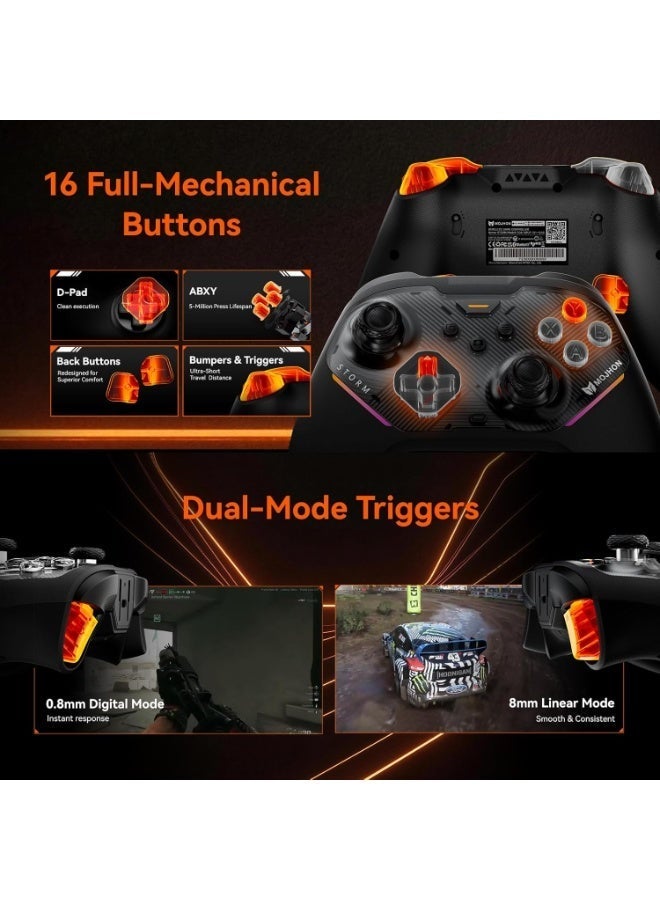 BIGBIG WON Storm(Gale2) Wireless PC Controller, Bluetooth Gaming Controller 2000Hz Polling Rate, Near-Zero Latency, TMR Sticks, Hall & Micro-switch Triggers, 16 Mechanical Buttons, 4 Customizable Back Paddles, for Windows PC/Switch 2/Switch/Android/IOS - Image 3