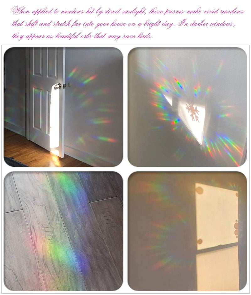 AREAWA Rainbow Window Clings, 8 PCS Bats - Non-Adhesive Prismatic Vinyl Decals, Bird Strike Deterrent for Glass, Indoor Decor, Reusable, Irregular Shaped Stickers - Image 5