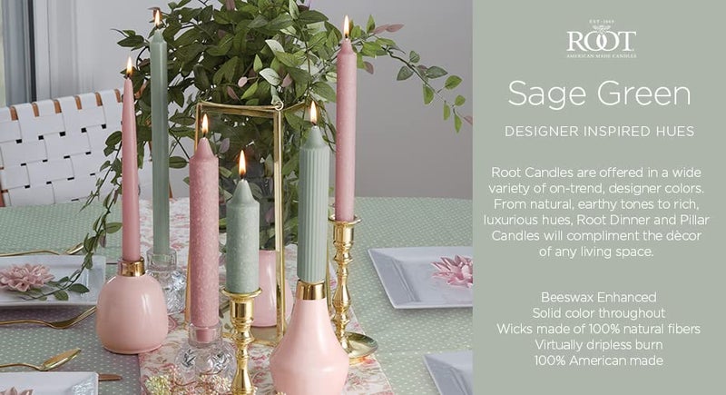 Root Candles Unscented Pillar Candles Beeswax Enhanced Textured Timberline™ Pillar Candle, 3 x 6-Inch, Sage Green - Image 3