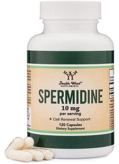 Spermidine Supplement (10Mg Of 99% Spermidine 3Hcl Third Party Tested) 120 Capsules Over 100X More Potent Than Wheat Germ Extract For Cell Membrane Telomere Health And Aging By Double Wood
