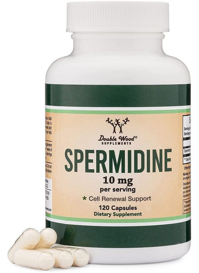 Double Wood Supplements - Spermidine Supplement (10Mg Of 99% Spermidine 3Hcl Third Party Tested) 120 Capsules Over 100X More Potent Than Wheat Germ Extract For Cell Membrane Telomere Health And Aging By Double Wood - Image 1